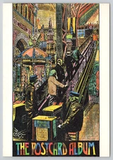 The Postcard Album Elevated Train City Scene Artwork Postcard