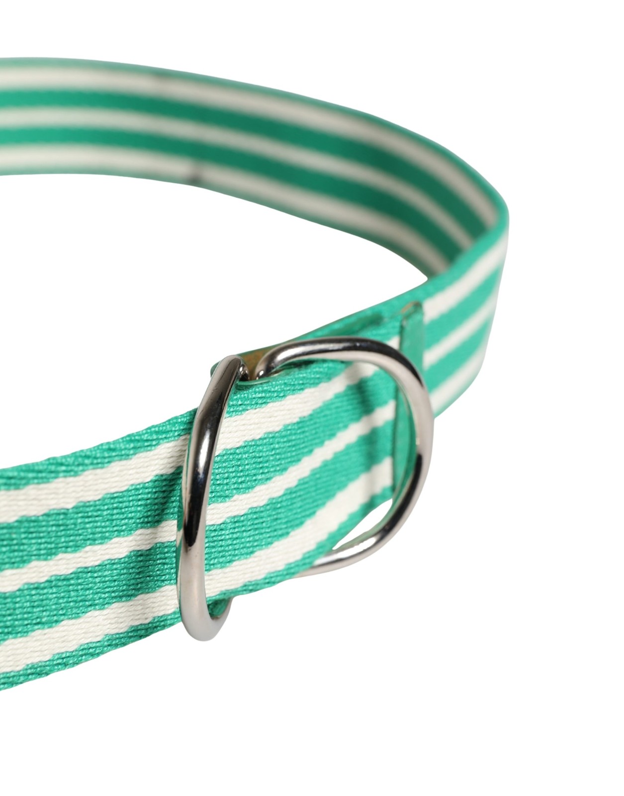 Red Valentino White Green Stripes Canvas Silver Metal Buckle Women's Belt thumbnail 3