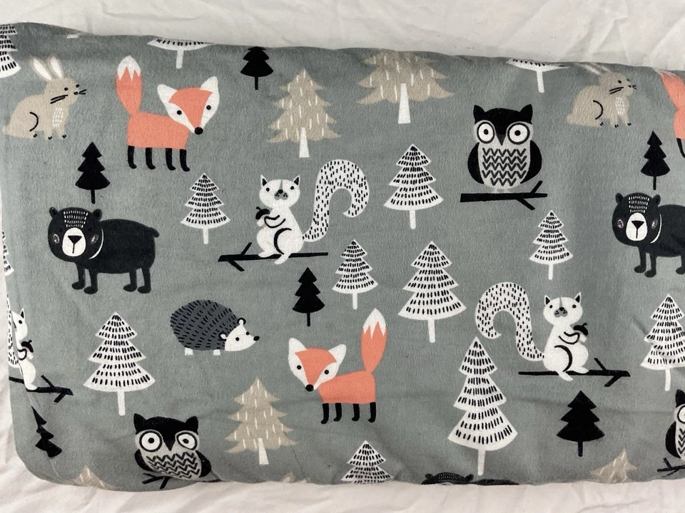 Tela con estampado de animales de bosque de 8 yardas de zorro, ardilla, oso, búho, conejo artesanía de costura Foto 3 de 4
