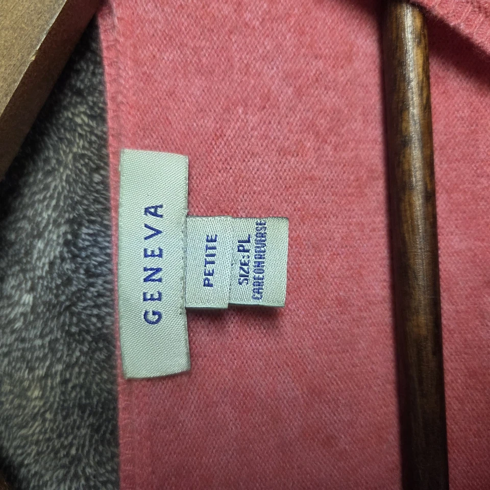 Geneva Quiet Luxury 100% Cashmere Sweater V Neck Pink Size Petite Large - Image 3 of 4