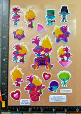 TROLLS BAND TOGETHER, 4 BEAUTIFUL SHEETS PUFFY, GLITTER, GLOSSY  FOIL STICKERS