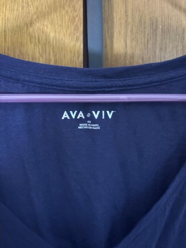 Womens Plus Ava And Viv Size 4x Navy Blue Tshirt - Picture 2 of 4