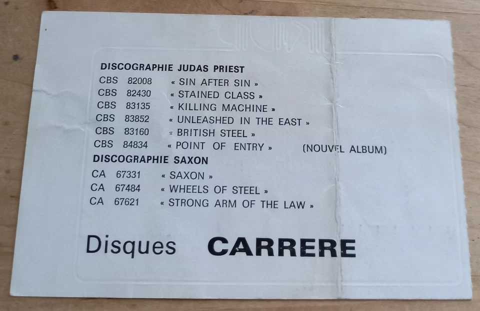 JUDAS PRIEST - SAXON Paris Hippodrome 16 Février 1981 TICKET DE CONCERT ORIGINAL - Photo 2/2