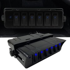 6 Gang Rocker Switch Box SPST On/Off Toggle Panel 30Amp Max 12...