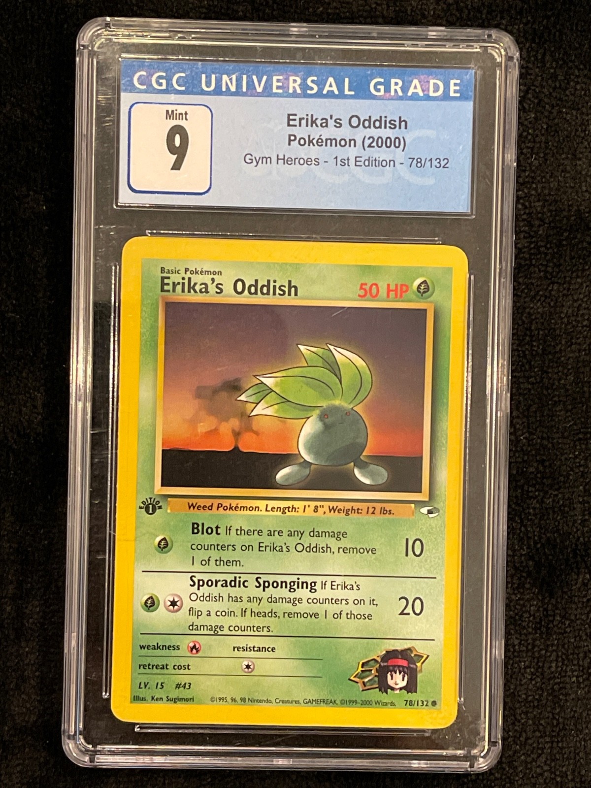 2000 Pokemon Gym Heroes 1st Edition Erika's Oddish 78/132 PSA 9 Mint