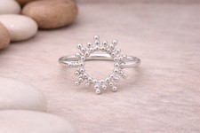 925 Sterling Silver Beaded Circle Ring Handmade Minimalist Modern Band