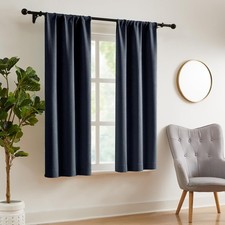 Blackout Curtains Navy Blue 4 Panels 28x63 in for Bedroom