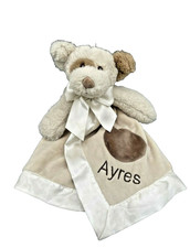 Bearington Baby Collection Beige Bear Lovey Sweet Security Blanket Ivory Satin