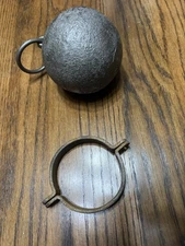 Antique 12lb 5" Prison Ball & 4'' Diameter leg Shackle no Chain chain gang heavy