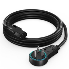 Monitor Computer Power Cord 5 Ft Flat Plug 360  Rotating PC Cable 3 Prong for...