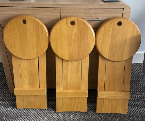 Vintage 3 x Folding Suzy Stools, Plant Stand Side Table Mid Century Light Wood - Picture 4 of 7