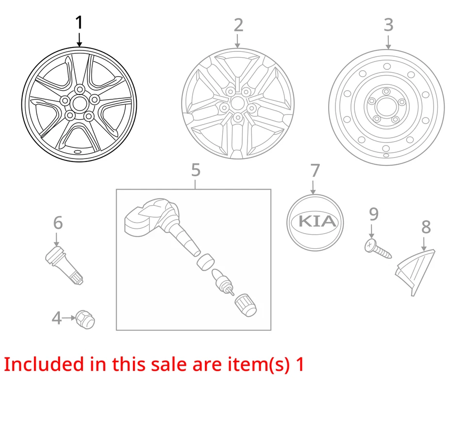 Wheel Road 16x6 Alloy 5 Spoke Straight Fits 10-12 FORTE 1981782 - Image 3 of 4