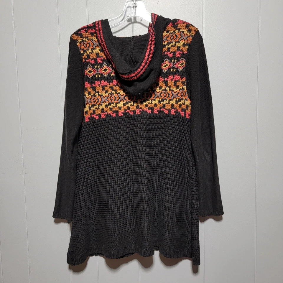 Cárdigan Suéter Plumero Y2K Vintage RXB Negro Con Capucha Botón Frontal Usado en Excelente Condición Foto 4 de 4