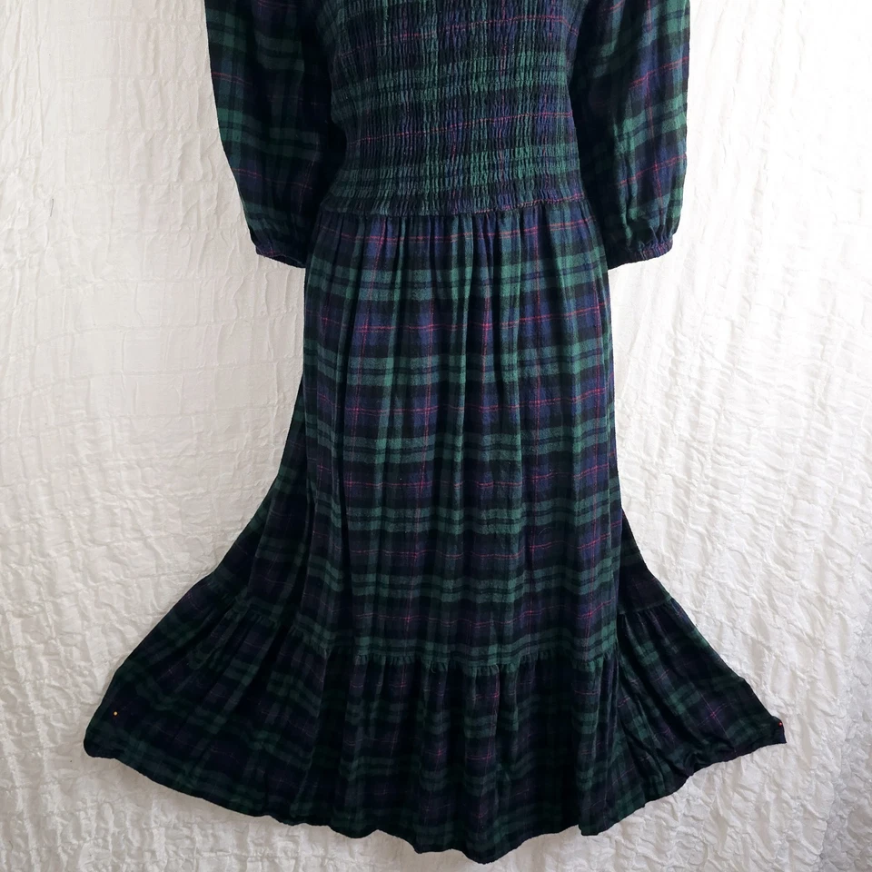 Tu Tartan Plaid Brushed Cotton Maxi Prairie  Midi Dress Sz 18. - Image 4 of 4
