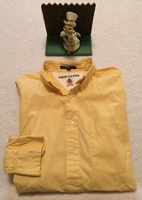 Men's Tommy Hilfiger Long-Sleeved Yellow Shirt, Size 15.5 34-35 Minimal Wear
