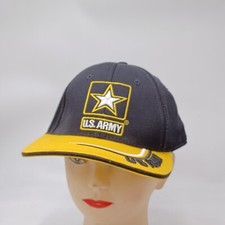 US Army Strong Star Go Army Baseball Cap Hat Black Yellow Made In USA. New