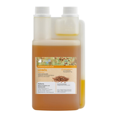 alanui Leinöl für Hunde, kaltgepresst, 500 ml Dosierflasche