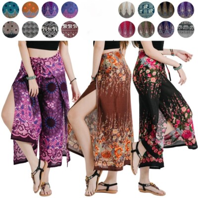 Boho Thai Harem Pants | Double Layer Palazzo Style | Yoga & Beach Festival Wear