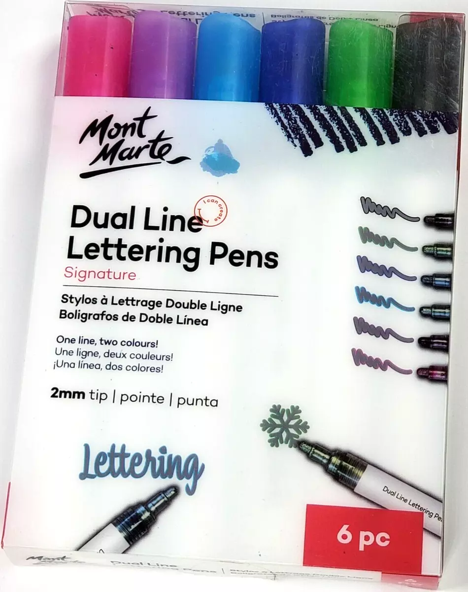 MONT MARTE Dual Line Lettering Pens SIGNATURE 2mm Tip 6-Colors