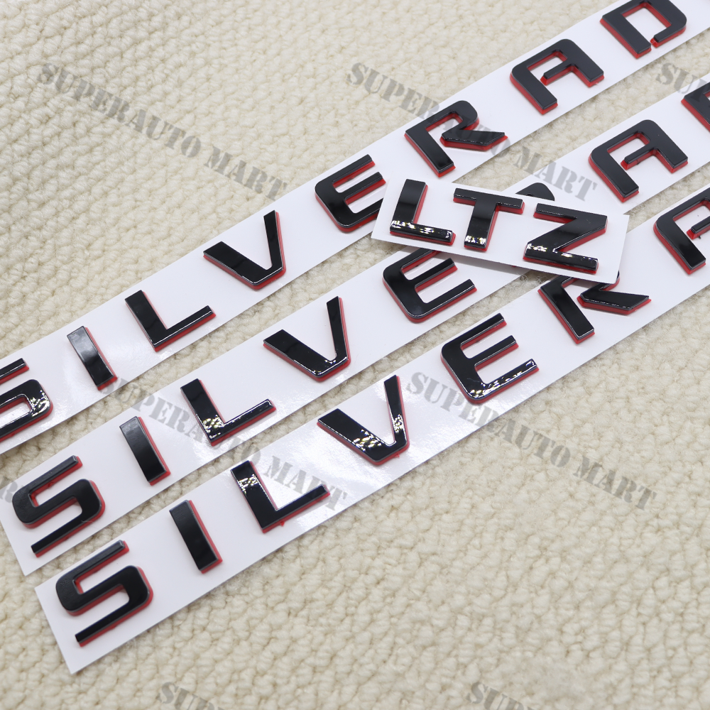2007-2018 For Silverado LTZ Letters Black Red 3D Sticker Decal Nameplate Emblem