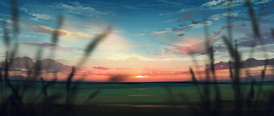 Anime Artwork Anime Sky Clouds Red Clouds Grass  Gaming Mat Desk 4859
