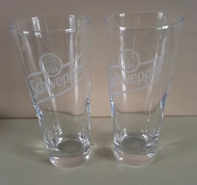2 X Schweppes Mixer Glasses Pub Shed Bar Man Cave Pub Bar Mancave