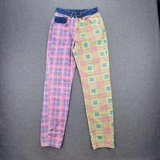 Ragged Priest 24 Hot Rod Mixed Pink Check Mom Jeans 1383