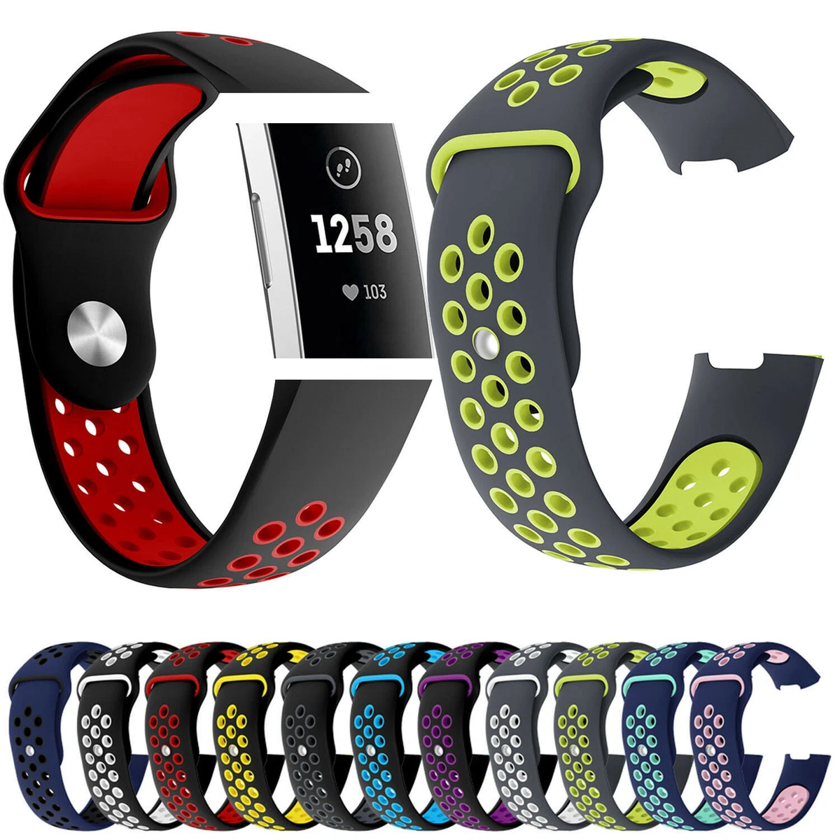 Dual Colors Silicone Sport Band for Fitbit Charge 3 Charge 4 Smart