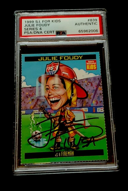 Julie Foudy SELTENES AUTO USA Fußball OLYMPIADE Sport illustriert für Kinder SI PSA