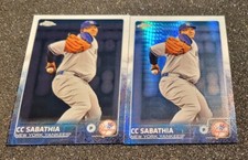2015 Topps Chrome CC Sabathia Hyper Refractor & Base Lot Yankees #143 Nrmt