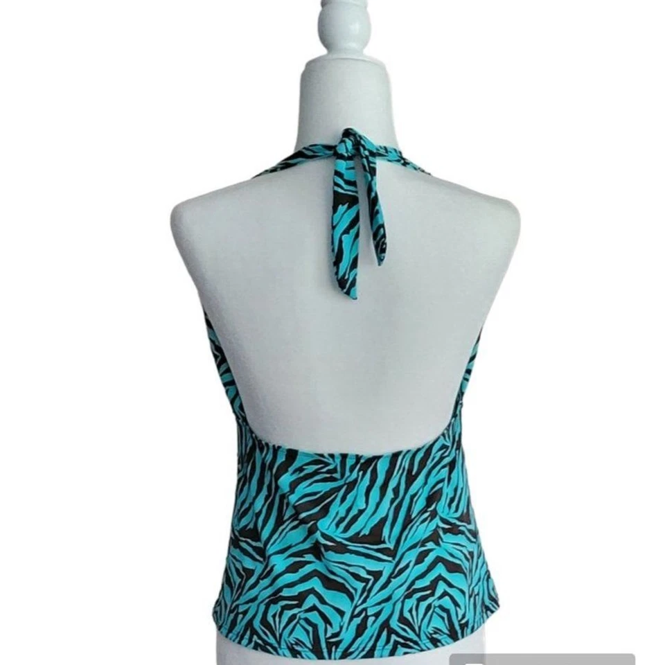 Camiseta Tankini Caribbean Joe Halter Slim Shaper Y2K Retro Estampado Animal Talla 16 Foto 3 de 4