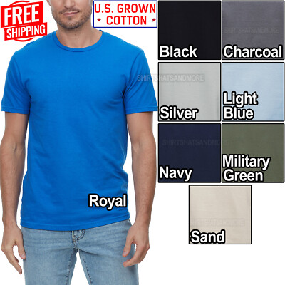 Mens 100% USA Grown Cotton Tee Short Sleeve T-Shirt XS-5XL NEW!