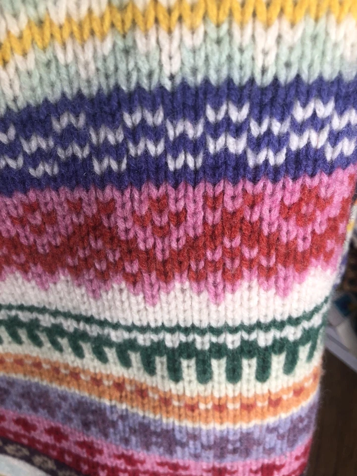 Raro Para Mujer De Colección Años 90 GAP Elástico Fair Isle Suéter Jean Chaqueta Abrigo Talla M Foto 3 de 4