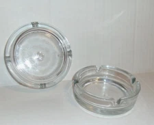 Set of 2 - Round Clear Glass Ashtrays for Cigarettes Modern Decor FREE SHIPPING