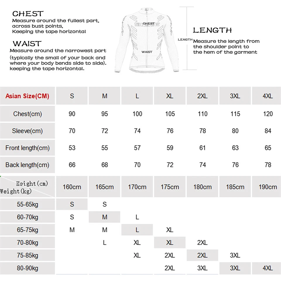 Cycling Jersey Mens Winter Long Sleeve Bike White Tops Reflective Bicycle Shirts - Image 2 of 4