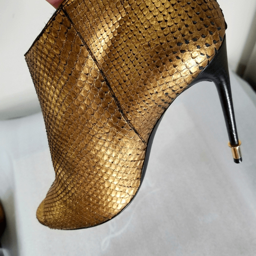 TOM FORD python metallic gold lock sandals - image 7