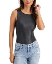 I.N.C. INTERNATIONAL CONCEPTS Faux Leather Bodysuit, L