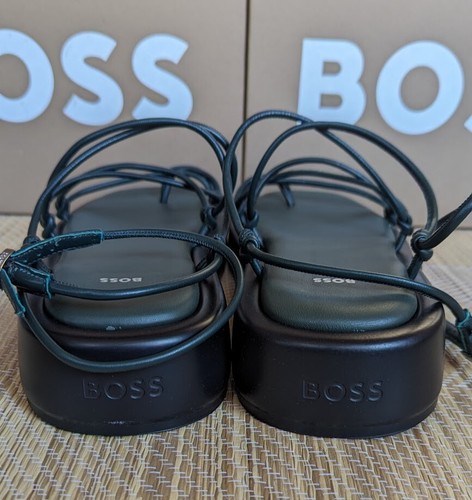 Hugo Boss Sandalias Plataforma Mujer Escarlata MignonS-N Correa Tobillo Hecho en Italia - Imagen 5 de 16