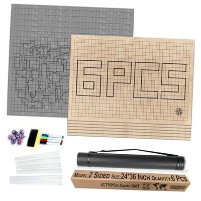 6 Pack DND Map 24x36,1 Inch Grids Dry Erase Battle Mats,Lay Flat 6 Pack ...