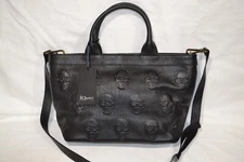 NWT IO Pelle Italia  Skull Black Crossbody Bag Leather Made in Italy