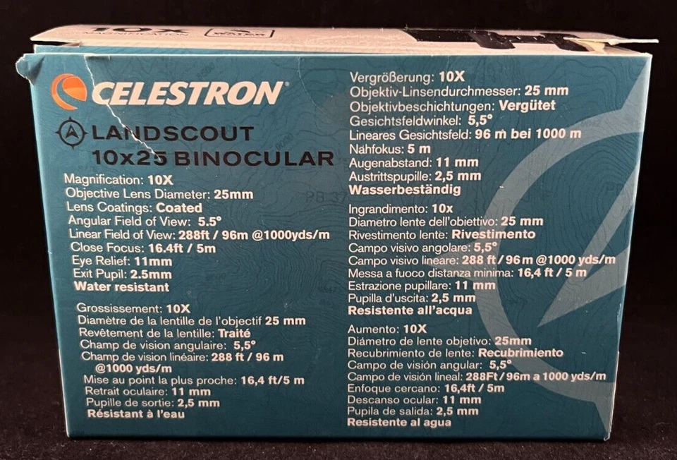 Celestron - LandScout 10x25 Binocular - Roof Prism - Black - w/ Carrying Case - Image 4 of 4