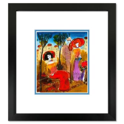 Moshe Leider, Framed Original Mixed Media Watercolor Painting, Hand Signed