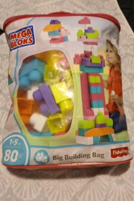 Mega Bloks Lot 80 Plus Pieces Big Builders Bag Ages 1-5 Fisher Price 