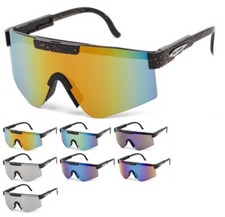 X-Loop Mirrored Semi-Rimless Shield Ink Splatter Sunglasses X3641-BKRNB  NEW 