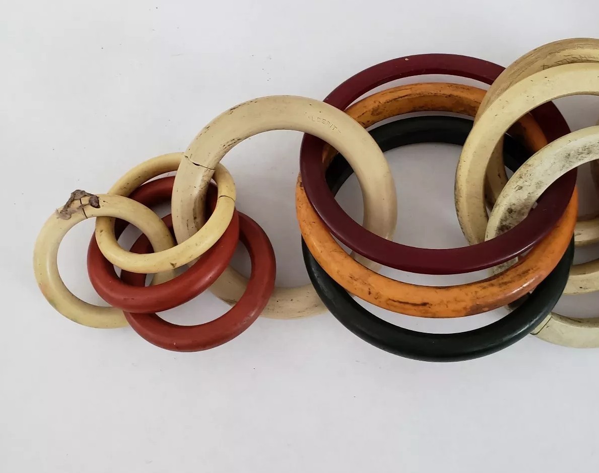 Vintage Lot Celluloid Horse Harness Rings Reigns Spreader Straps and