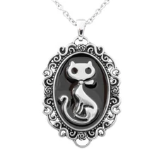 cat cameo necklace with black epoxy stainless steel pendant BY CONTROSE