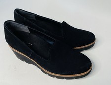 Vionic Willa Wedge Black Suede Slip On Women Shoe 7.5