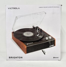 Open Box - Victrola Brighton Turntable Bluetooth Speakers Mahogany VTA-71-MAH