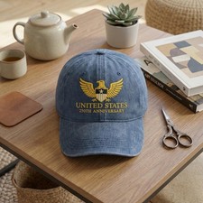 USA 250th Anniversary Embroidered Hat, 1776 Semiquincentennial Baseball Cap