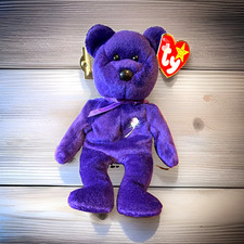 Ty Beanie Babies Princess Purple Bear Plush Beanbag 1997 MPN 4300. PE Pellets 